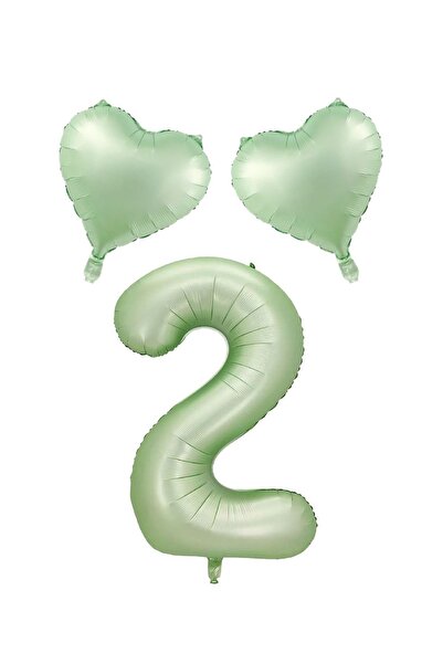 BAL10 DÜNYASI مجموعة بالونات من رقائق القلب باللون الأخضر المائي لعمر عامين