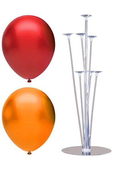 BAL10 DÜNYASI 7 Stick Balloon Stand + 20 Balloons (Orange, Red)