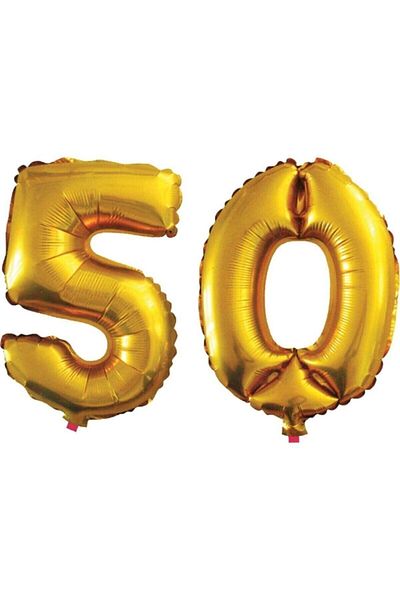 BAL10 DÜNYASI 50 Year Old Number Foil Balloon Gold 40 Inch 100 Cm