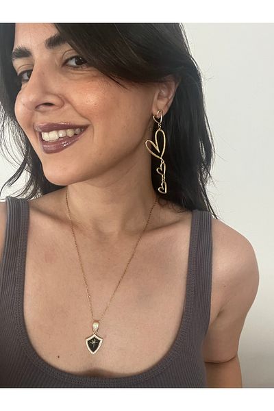 Hoop jewelery Dangle Heart Earrings