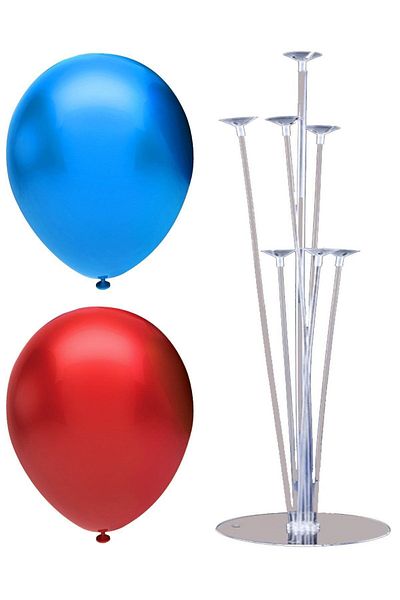 BAL10 DÜNYASI 7 Stick Balloon Stand + 40 Balloons (Red - Dark Blue)