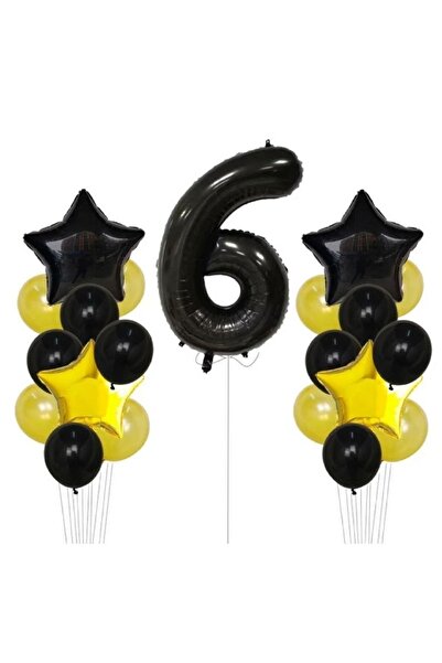 BAL10 DÜNYASI Yellow Gold Foil Balloon Number Set Birthday Ornament Age 6
