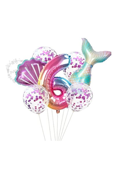 Generic Brand 6 Year Old Mermaid Foil Set - Concept Birthday