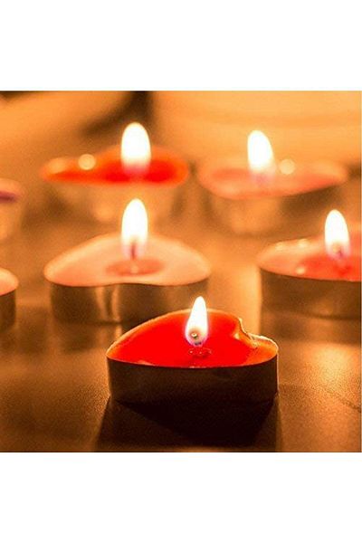 BEST PARTİ 100 Red Heart Candles + 2 Packs of 100 Gr. Dry Rose Petals