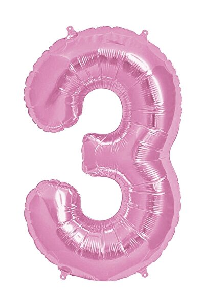 BAL10 DÜNYASI Foil Balloon 34 Inch 80 Cm 3 Number Pink
