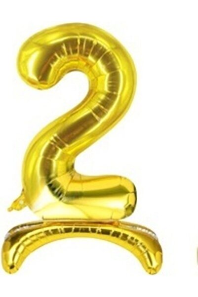 BAL10 DÜNYASI 2 Year Old Gold Colored Footed Foil Balloon Figure 32 Inch 80 Cm