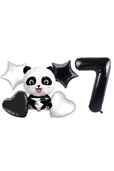 BAL10 DÜNYASI Panda Themed Star Heart Foil Balloon Wedding Party Set Age 1