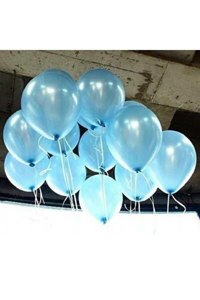 BAL10 DÜNYASI 12 Inch Metallic Light Blue Balloon 30 Pack
