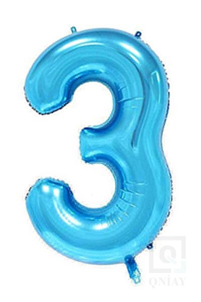 BAL10 DÜNYASI Foil Balloon 34 Inch 80 cm 3 Numbers Blue