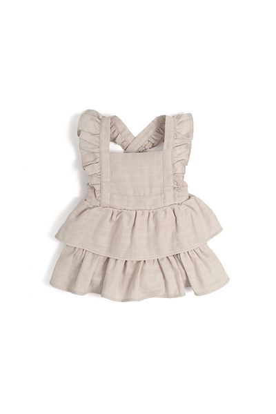 DEUX LAPINS 100% Cotton Muslin Baby Ruffle Evening Dress