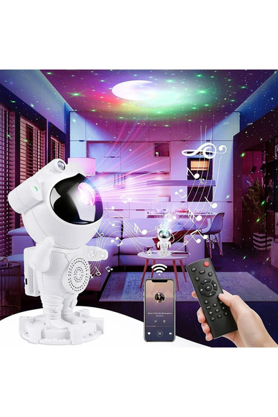 zore Astronot Bluetooth Hoparlör Galaxy  Süsü Ay Tavan Gökyüzü Projektör Zama...