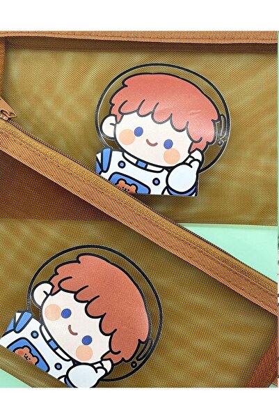 Genel Markalar Kahverengi Astronot Çocuk Şeffaf Çanta / Kalem Kutu