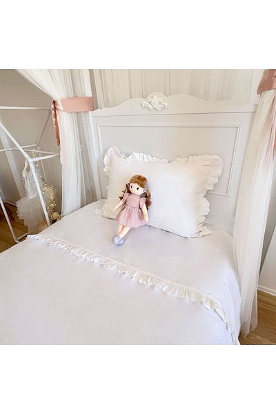 PAMUKA White Single Frilly Duvet Cover Set