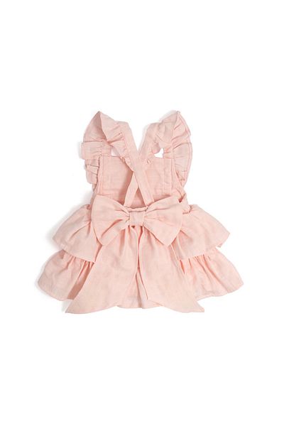 DEUX LAPINS 100% Cotton Muslin Baby Ruffle Evening Dress