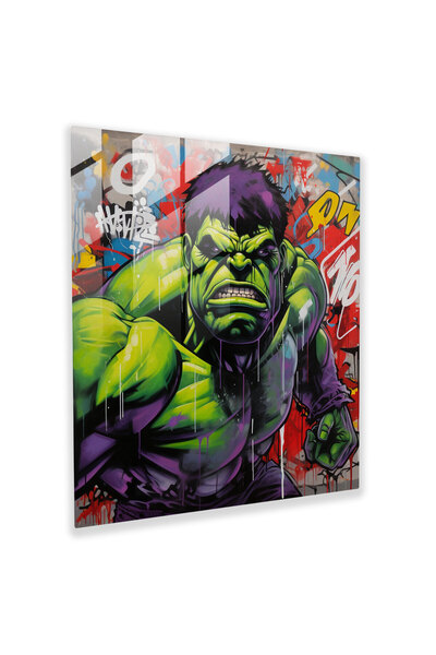 PaintedAnarchy طباعة Marvel Glass، عمل فني Hulk Graffiti Power، Marvel، طباعة...