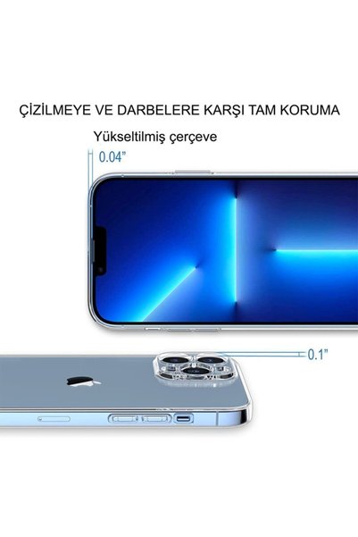 Forsis Aksesuar iPhone 13 Pro Max Case (6.1'') Transparent Silicone with Camera Protection