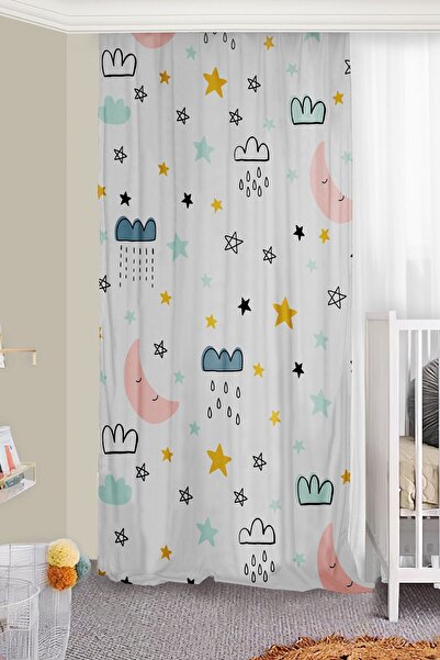 Bebişim Halı Children's Room - Starry Buutlu, Double Winged Background Curtain