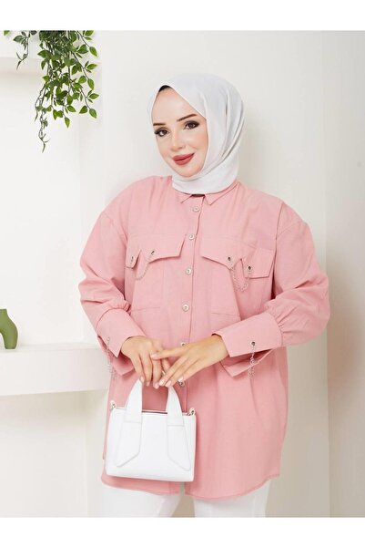 moda periy kadın yazlık mevsimlik Zincir Detaylı rahat Tesettür Tunik