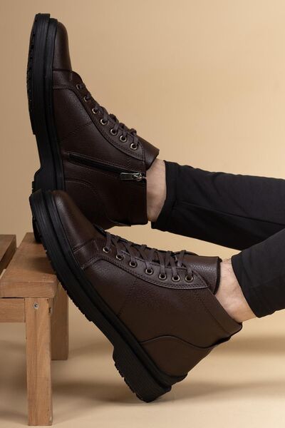 Riccon Unisex boty na zip0012572 hnědé