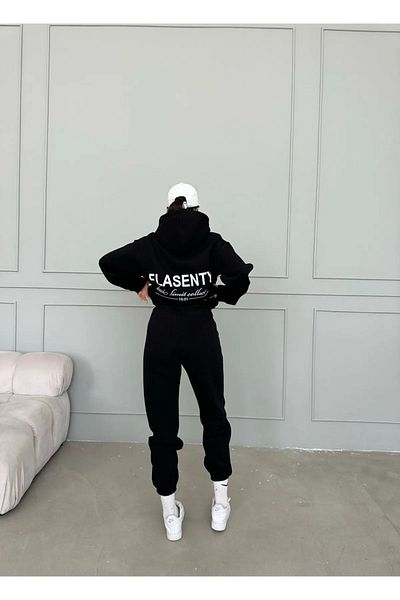 MODARİCH Σετ αθλητικής φόρμας Flasenty Black Jogger - Hoodie, εμπριμέ κάτω και επάνω σετ