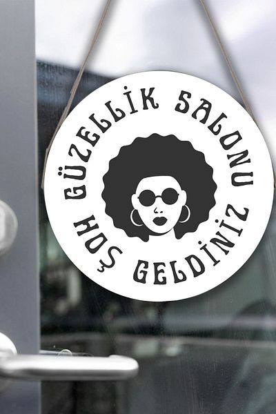 Nod Σαλόνι ομορφιάς - Πινακίδα καλωσορίσματος με γυάλινη πόρτα, στολίδι για γυναικείο κομμωτήριο, ζωγραφική γυάλινης πόρτας