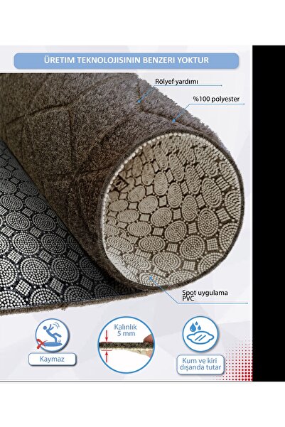 SHAHINTEX PRAKTIK Hücre emici kaymaz kapı paspası, moka (gri-kahverengi), 100...