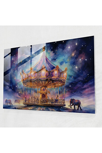 PaintedAnarchy Carousel Dreams Glass Print - Circus, Modern Art, Watercolor P...