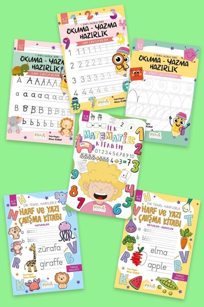 STAAU Çocuk 1. Sınıfa Hazırlık Serisi / Okuma - Yazma Hazırlık - 6 Kitap (HARF - YAZI - ÇİZGİ - MATEMATİK)