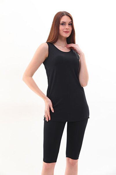 segiza Black Hijab Swimsuit - Zero Sleeve, Semi Covered