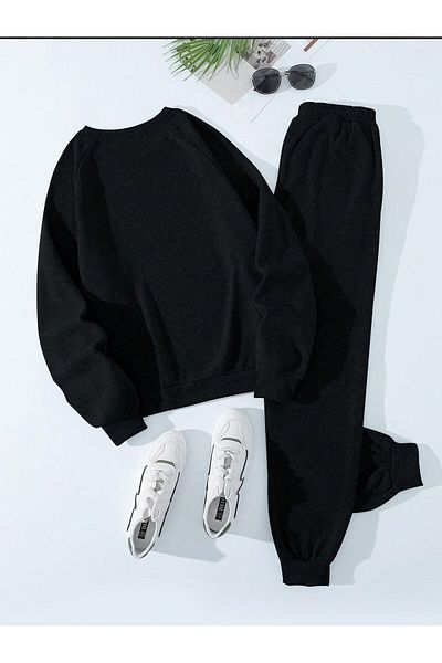MODARİCH Σετ αθλητικής φόρμας Brooklyn New York με στάμπα μαύρη Jogger - Crew Neck
