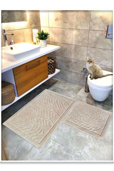 Cotton Crafty طقم سجادة حمام منسوجة من القطن ماصة للماء، طقم سجادة حمام مكون ...