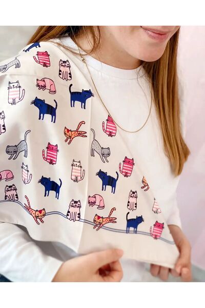 Bikutumutluluk Mutlu Kediler Fular Gri