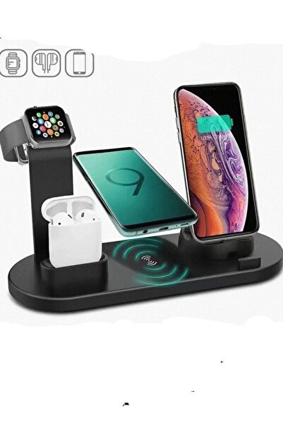Yeni1Trend 4 In 1 15w Hızlı Şarj Kablosuz Wireless Iphone Apple Watch Airpods Uyumlu Şarj Standı 5in1 Çoklu