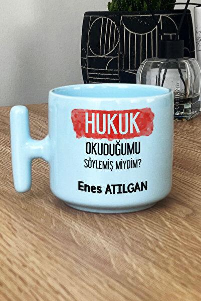Hedizu Kişiye Özel Avukata Hediye Pastel T Kulplu Kupa Bardak Mavi Hukuk Okuduğumu Söylemiş Miydim
