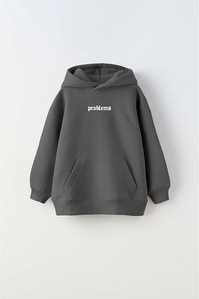The Champ Clothing Polar Problems Written Sculpture Printed Unisex Kids Hoodie - Smoked Sweatshirt