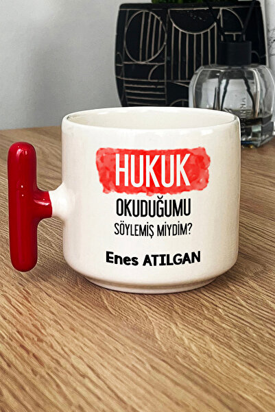 Hedizu Kişiye Özel Avukata Hediye Kupa Bardak T Kulplu Kırmızı Hukuk Okuduğum...