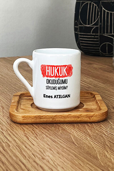 Hedizu Kişiye Özel Avukata Hediye Türk Kahvesi Fincanı Ahşap Altlıklı Hukuk O...
