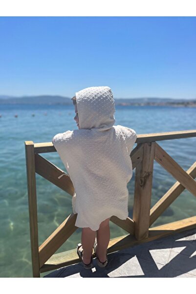 BabyKAR Ponponlu Müslin Kapşonlu Bebek & Çocuk Panço,Havlu ve Bornoz