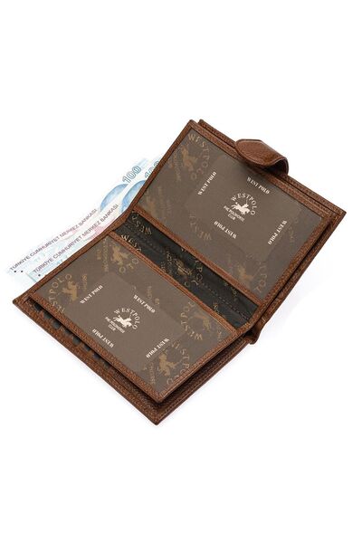 CüzCan Πορτοφόλι από γνήσιο δέρμα West Polo Brown με θήκη διαβατηρίου