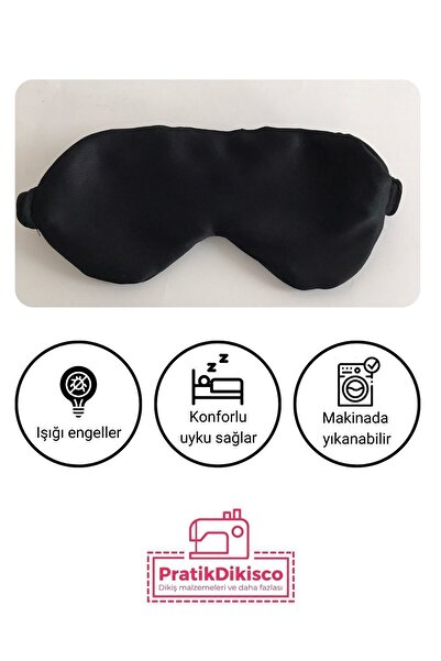 PratikDikisco Saten Siyah Uyku Gözlüğü / Göz Bandı