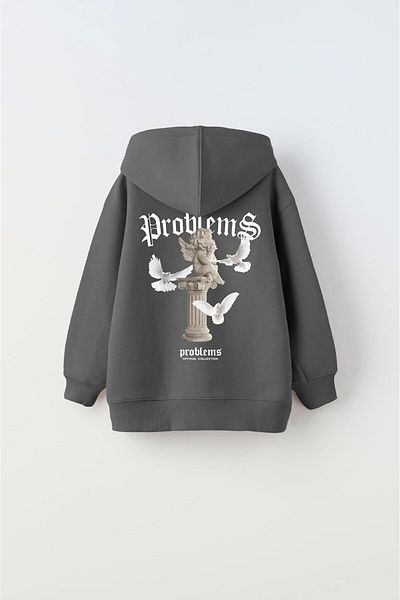 The Champ Clothing Polar Problems Written Sculpture Printed Unisex Kids Hoodie - Smoked Sweatshirt