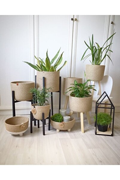 karelim home 8li Hasır Sepet Set Dekoratif Organizer Sepet Saksılık Battaniye...