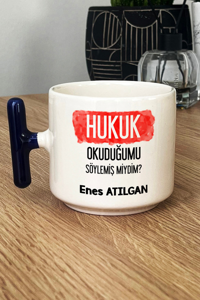 Hedizu Kişiye Özel Avukata Hediye Kupa Bardak T Kulplu Lacivert Hukuk Okuduğu...