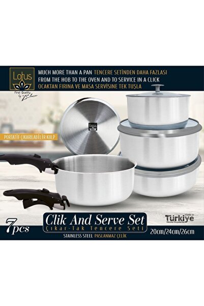 Lotus ÇELİK TENCERE SETİ - SÖK TAK KULPLU 7 PARÇA