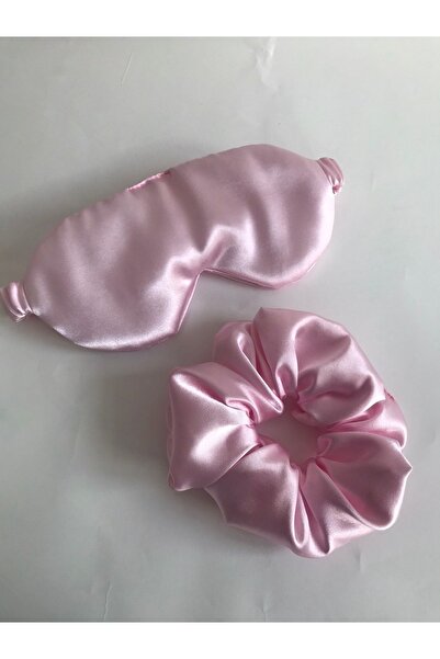 PratikDikisco Pudra Saten Göz Bandı Uyku Maskesi Toka Seti