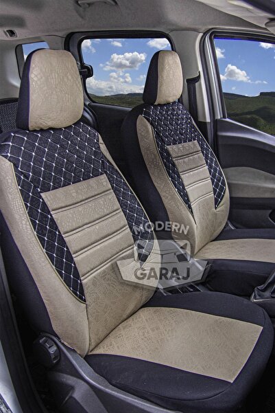 Modern Garaj طقم غطاء مقعد سيارة منقوش باللون الكريمي متوافق مع طراز Peugeot ...