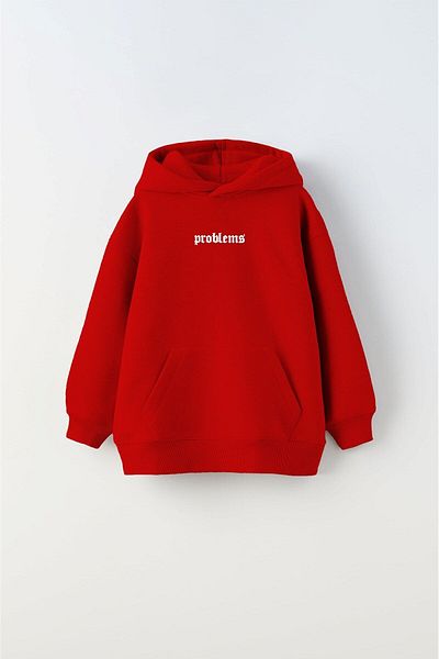 The Champ Clothing Детски суитшърт с качулка и качулка с щампа на полярни проблеми, червен унисекс