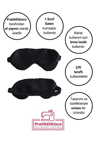 PratikDikisco Saten Siyah Uyku Gözlüğü / Göz Bandı