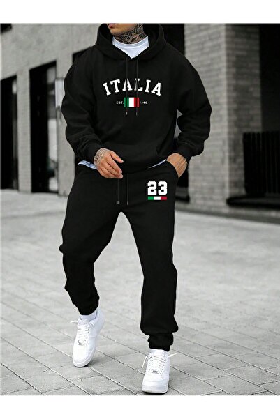 MODARİCH Σετ φόρμας Italia 23 Black Jogger - Σετ με κουκούλα και κάτω