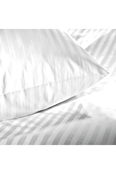 Z&N STYLE Bonjour Home 50x70cm White Striped Satin Pillow Case - 100% Cotton 2 Pieces
